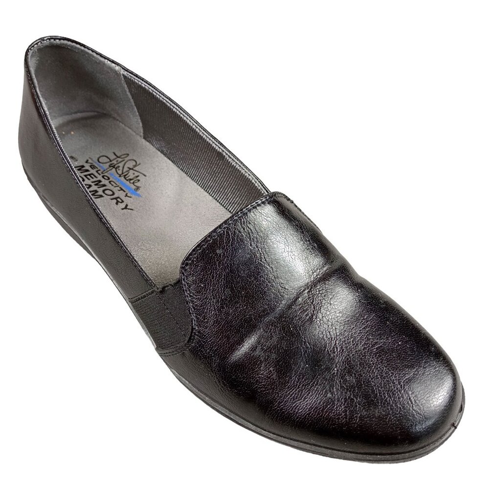 LIFE STRIDE VELOCITY Women's Black Isabelle Toe Wedge Slip-On Loafers Size 8.5